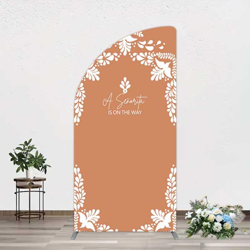 Aperturee Rustic Senorita Mexican Baby Shower Half Moon Arch Backdrop, 1.6x4ft (50x120cm), 98.18 USD, arch backdrop kit, XQGD1X88YL-AJ