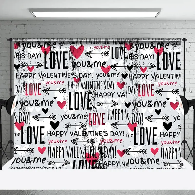 Aperturee Messy Repeated Love Happy Valentines Day Backdrop | Valentine Photo Backdrop | Happy Valentines Day Banner | Valentine'S Day Backdrops