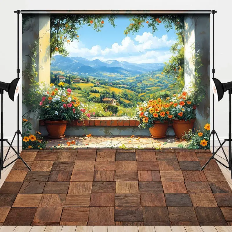 Aperturee Paint Natural Spring Scene Floral Combo Set Backdrop, 7 x 5 ft / 7 x 5 ft, 97.4 USD, combo set backdrops, XQHD3X62-D, MATWHHD1Z53-D