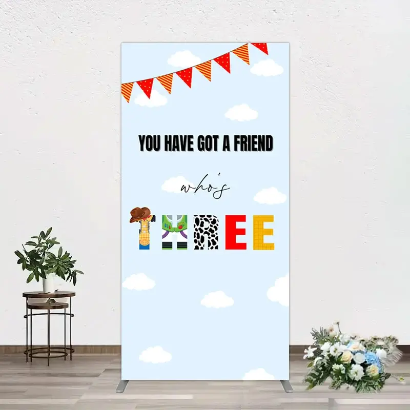 Aperturee Whos Three Blue Sky Toy Happy Birthday Rectangle Backdrop, 1.6 x 4 ft (0.5 x 1.2 m), 98.18 USD, arch backdrop kit, YMGD2Z11CF-AJ
