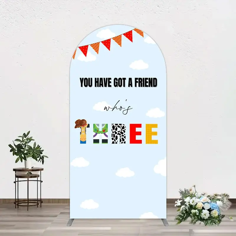 Aperturee Whos Three Blue Sky Toy Happy Birthday Arch Backdrop, 1.6 x 4 ft (0.5 x 1.2 m), 98.18 USD, arch backdrop kit, YMGD2Z11-AJ