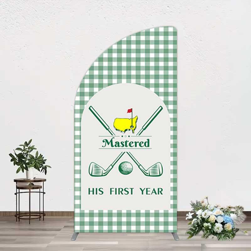 Aperturee Green Plaid Mastered His First Year Half Moon Arch Backdrop, 1.6 x 4 ft (0.5 x 1.2 m), 98.18 USD, arch backdrop kit, YMGD2Z42YL-AJ