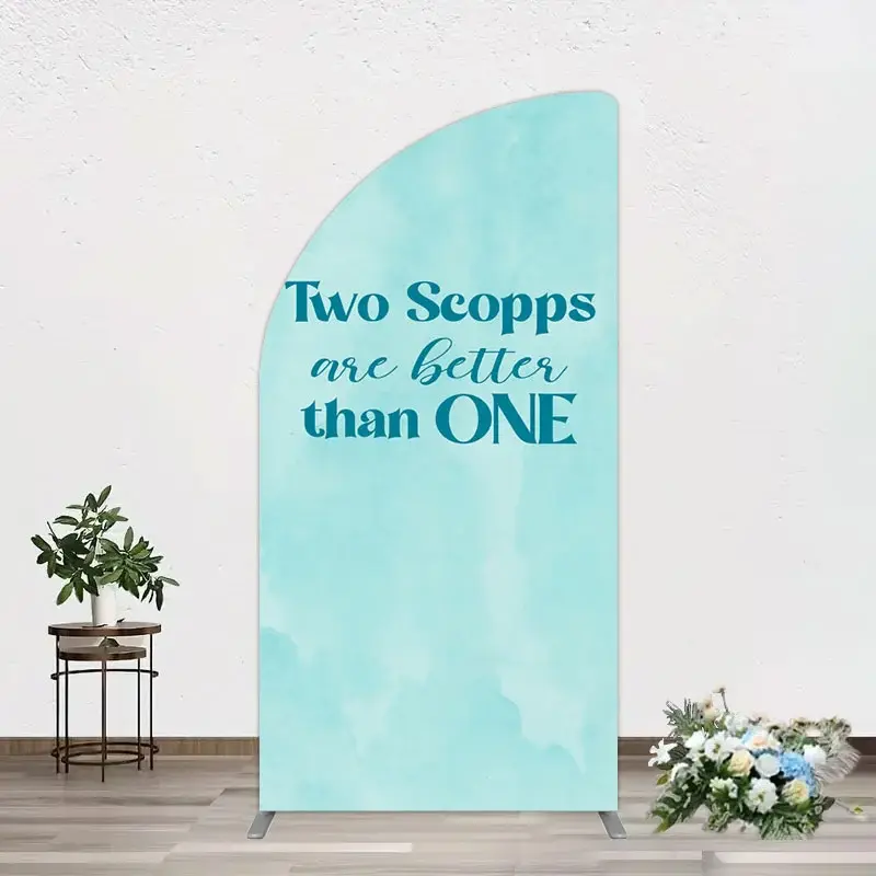 Aperturee 2 Scopps Are Better Than One Birthday Half Moon Arch Backdrop, 1.6 x 4 ft (0.5 x 1.2 m), 98.18 USD, arch backdrop kit, YMGD2Z55YL-AJ