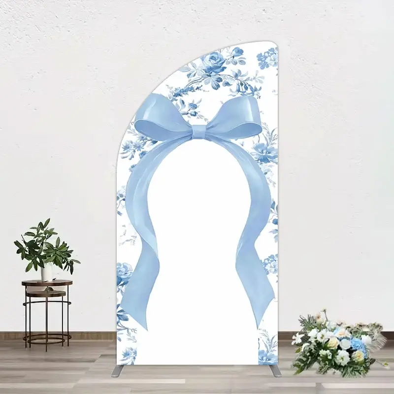 Aperturee Elegant Color Bows Floral Birthday Half Moon Arch Backdrop, 1.6 x 4 ft (0.5 x 1.2 m), 98.18 USD, arch backdrop kit, YMGD2Z60YL-AJ