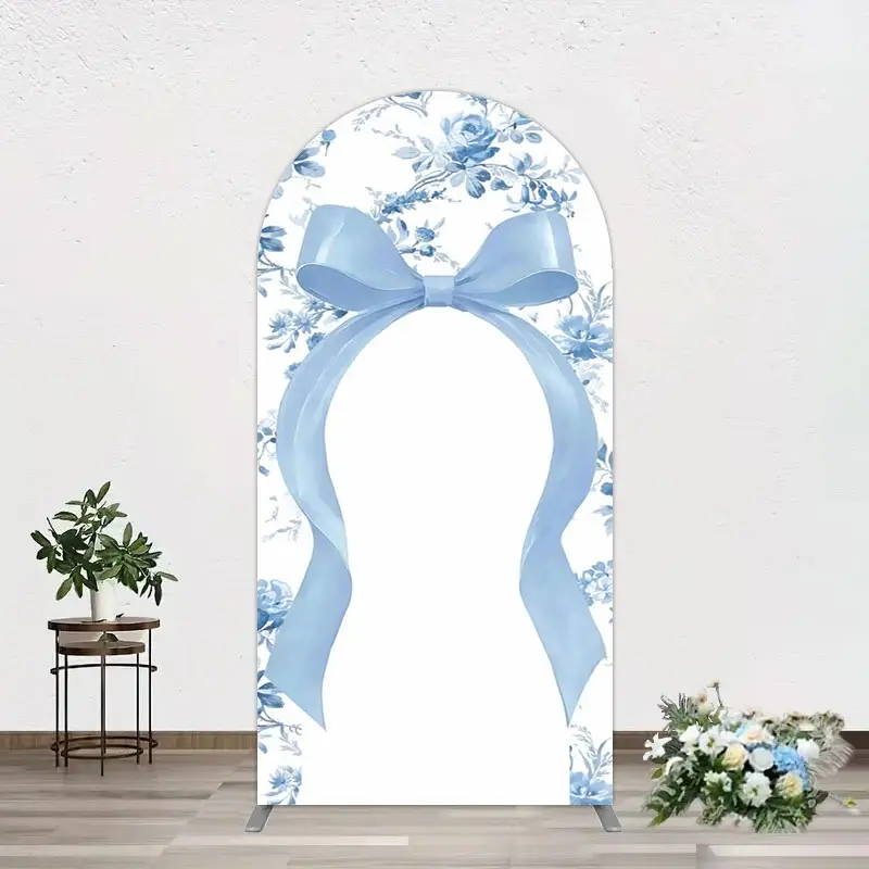 Aperturee Elegant Color Bows Floral Birthday Arch Backdrop, 1.6 x 4 ft (0.5 x 1.2 m), 98.18 USD, arch backdrop kit, YMGD2Z60-AJ