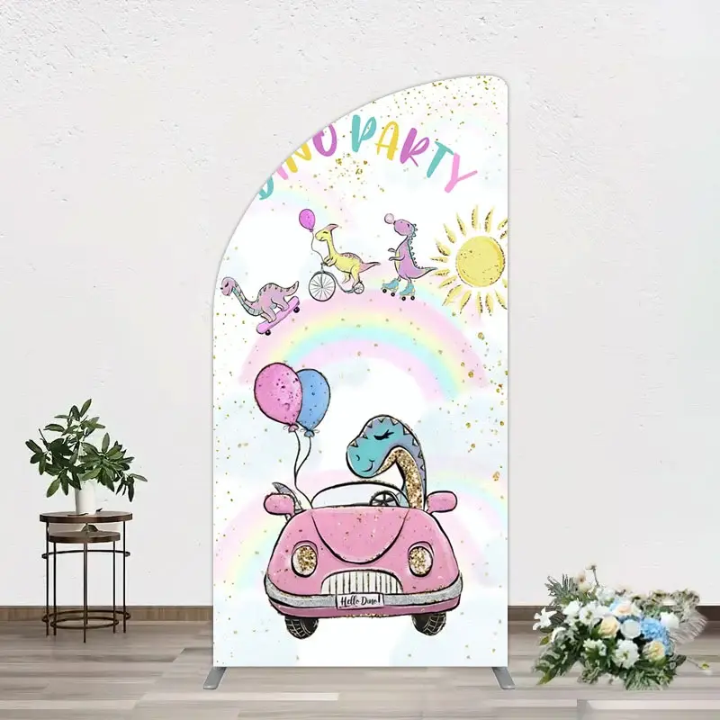 Aperturee Lovely Cartoon Sunny Rainbow Birthday Half Moon Arch Backdrop, 1.6 x 4 ft (0.5 x 1.2 m), 98.18 USD, arch backdrop kit, YMGD2Z66YL-AJ