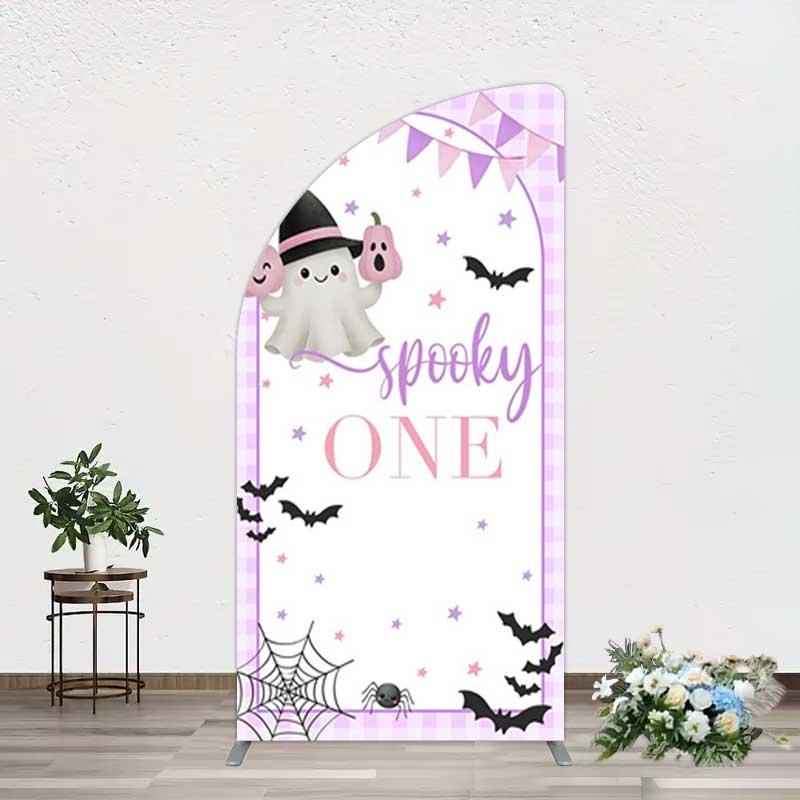 Aperturee Purple Boo Spooky One Halloween Birthday Half Moon Arch Backdrop, 1.6x4ft (50x120cm), 98.18 USD, arch backdrop kit, YMGD2Z97YL-AJ