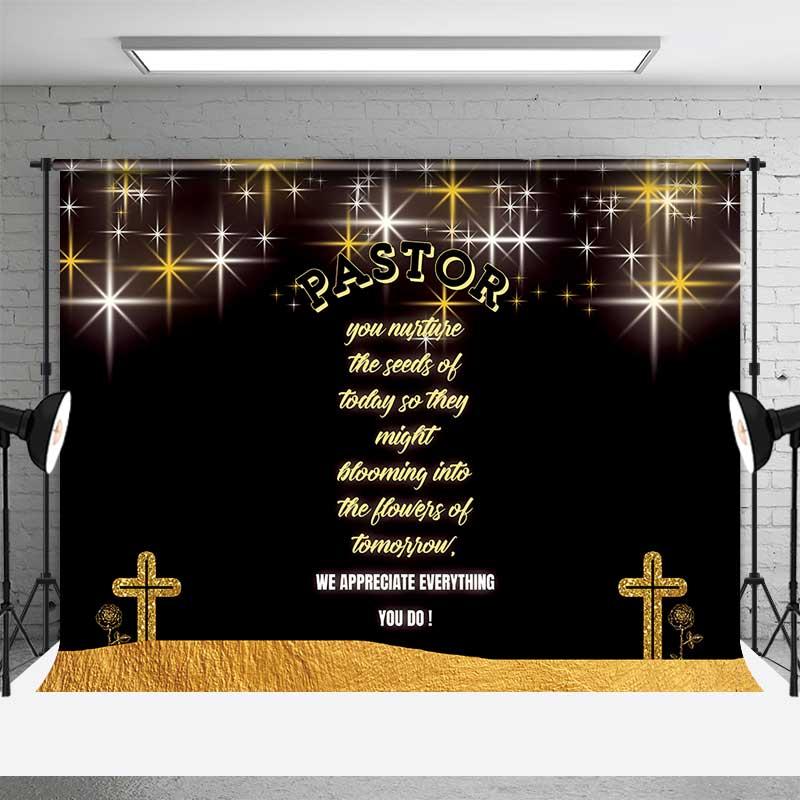 Aperturee Pastor Appreciation Day Backdrop, Black and Gold Thank You Banner, We Appreciate Everything You Do Church Photo Prop, 3X2FT(1MX0.6M), 14 USD
