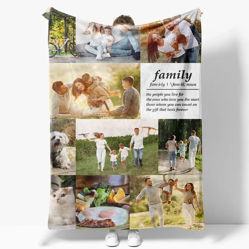 Aperturee Personalized Family Love Stitched Photos Blanket | Custom Made Blankets With Pictures | Custom Blanket With Pictures | Your Photo Blanket