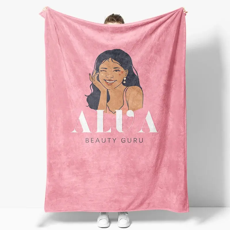Aperturee Custom Name Pink Beauty Guru Girl Pattern Blanket | Custom Baby Blankets | Custom Blanket With Pictures | Custom Blanket With Name