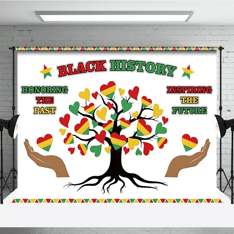 Aperturee Black History Month Backdrop Honoring the Past Inspiring the Future Heart Tree Background, Professional Cultural Photo Prop