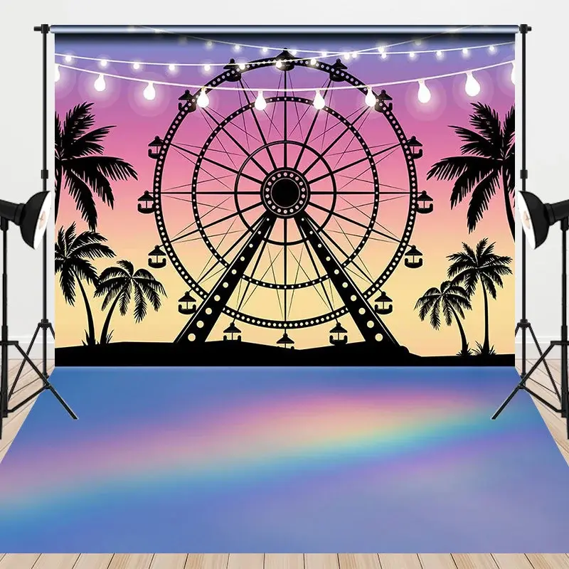 Aperturee Babychella Ferris Wheel Rainbow Combo Set Backdrop, 7 x 5 ft / 7 x 5 ft, 97.4 USD, combo set backdrops, ZH0G394-D, DCHD5B31-D