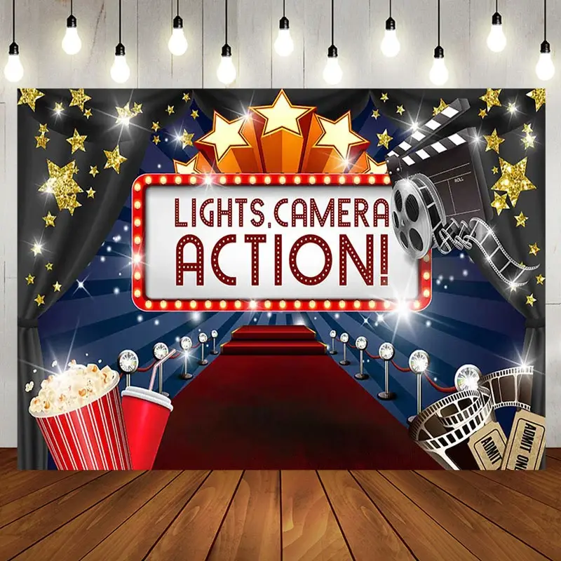 Aperturee Gold Star Glitter Spotlight Carpet Birthday Backdrop | Birthday Party Decorations | Birthday Curtain Backdrop | Name Backdrop For Birthday