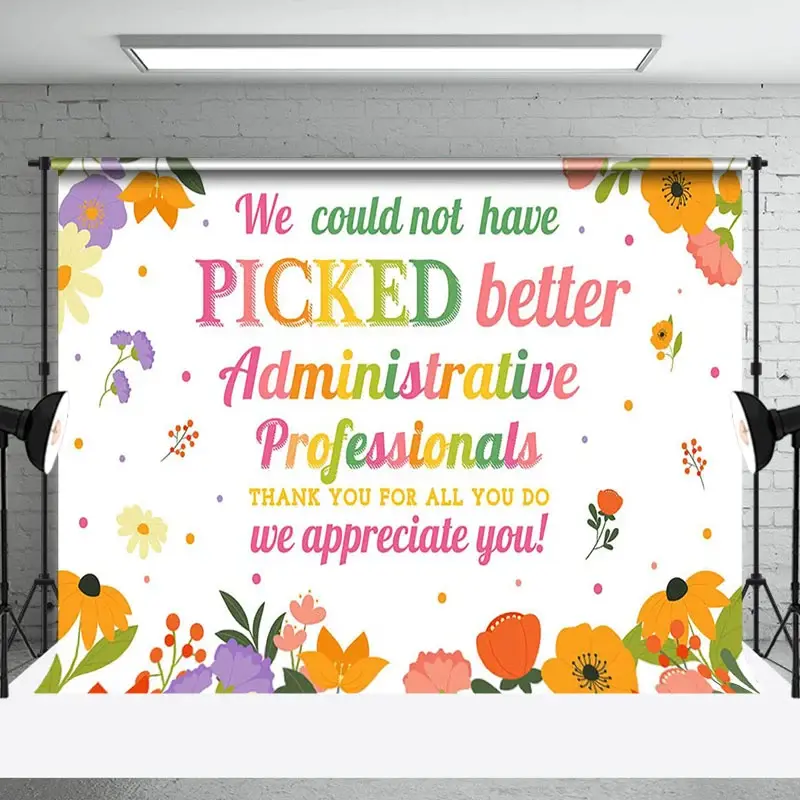 Aperturee Floral Administrative Professionals Day Backdrop | We Appreciate You Backdrop | Thank You Party Backdrop | Thank You Party Supplies