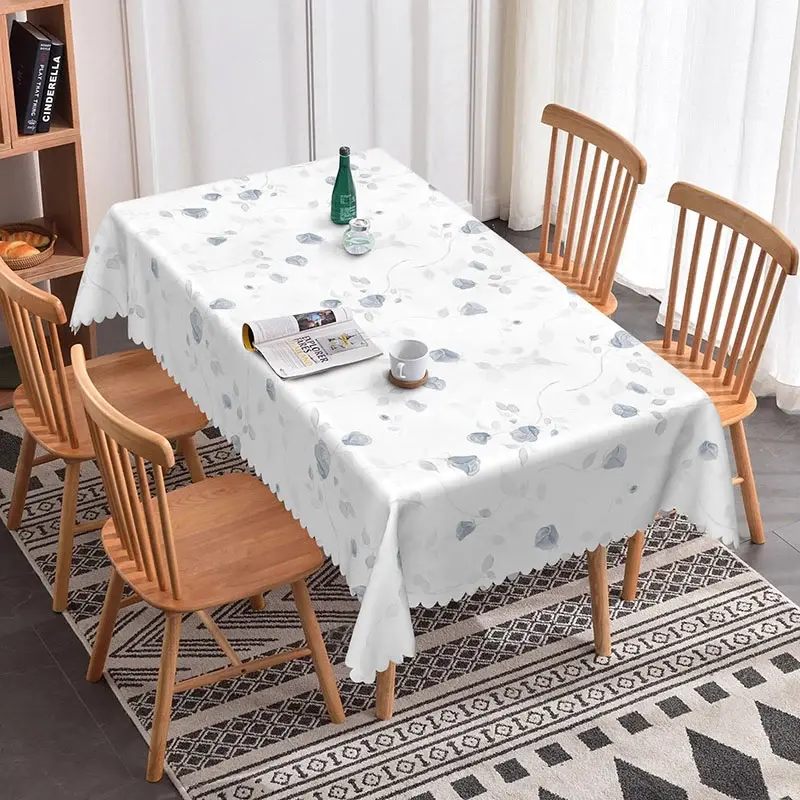 Aperturee Elegant Floral Rectangle Tablecloth, Grey Rose Silhouette on White, Modern Minimalist Farmhouse Dining Decor, 52x70in (WxH)