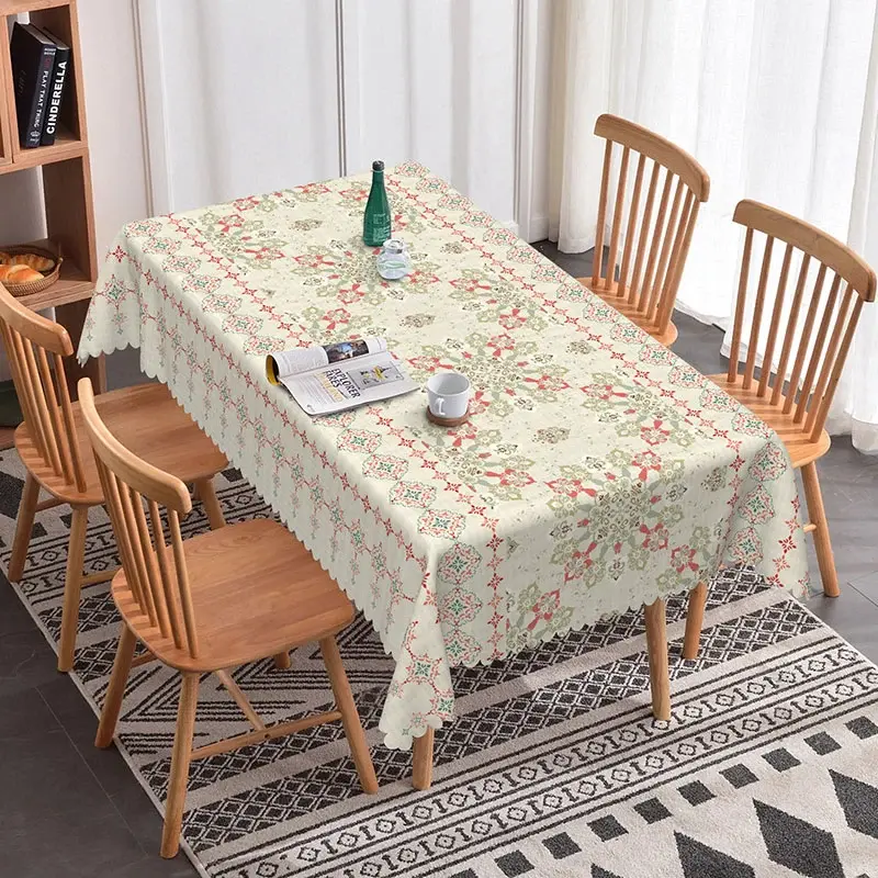 Aperturee Boho Mandala Tile Rectangle Tablecloth Vintage Ethnic Prop