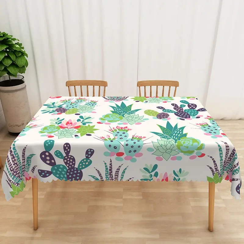 Aperturee Colorful Cactus and Floral Tablecloth, for Fiesta, Cinco de Mayo, or Southwest Desert Themed Party, 52x70in (WxH)