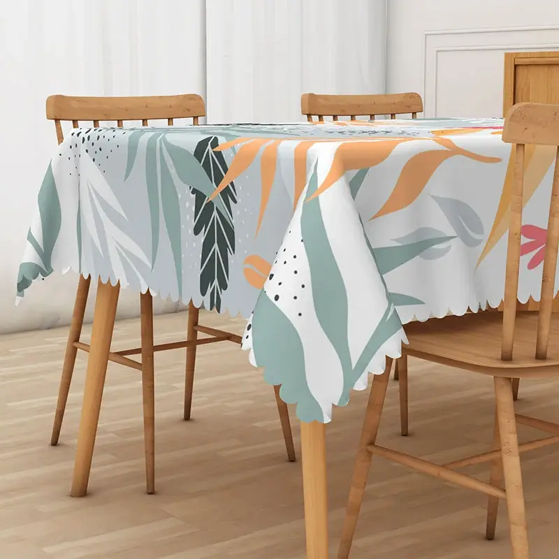 Aperturee Cute and Fresh Hawaiian Rectangle Tablecloth with Colorful Plants, for Tropical Summer Party Decor, 52x70in (WxH)