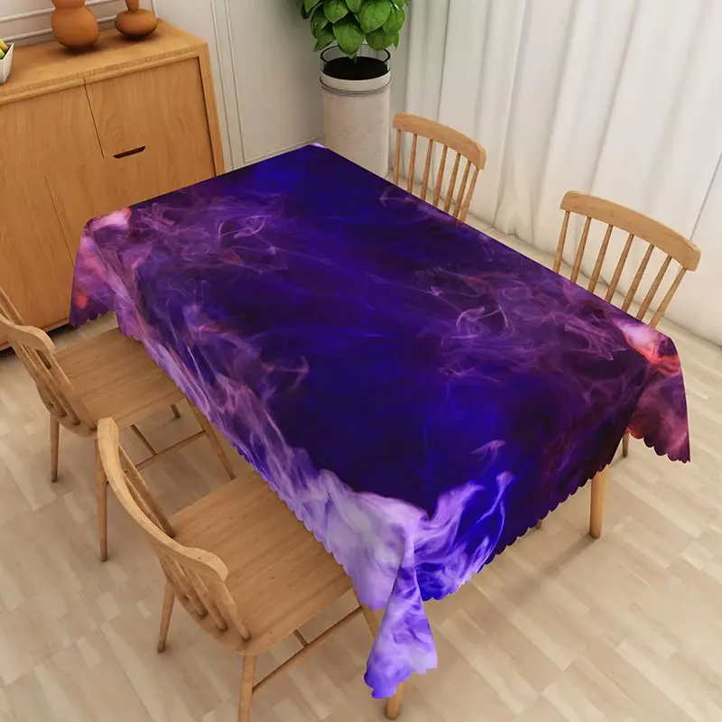 Aperturee Modern Abstract Rectangle Tablecloth with Purple Smoke Ombre Pattern, for Elegant and Moody Dining Decor, 52x70in (WxH)
