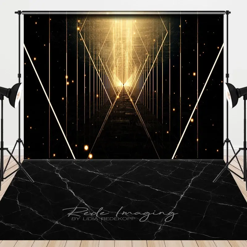 Aperturee Black Gold Glow Line Marble Floor Combo Set Backdrop, 7 x 5 ft / 7 x 5 ft, 97.4 USD, combo set backdrops, ZYHD6K88-D, MATLRHD7K08-D