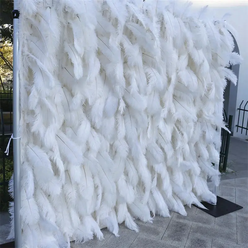 Aperturee 3D White Feather Wall Bridal Shower Party Backdrop, 4 x 8 ft (1.2 x 2.4 m), 941 USD, artificial flower wall, S0D4807-S