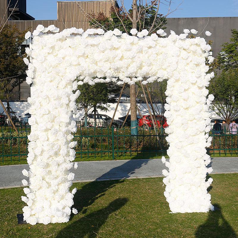 Aperturee Holy Pure White Rose Arch Flower Wall Wedding Decor, 6.5 x 6.5 ft (2 x 2 m), 625 USD, artificial flower wall, S0D9197-S-Sea