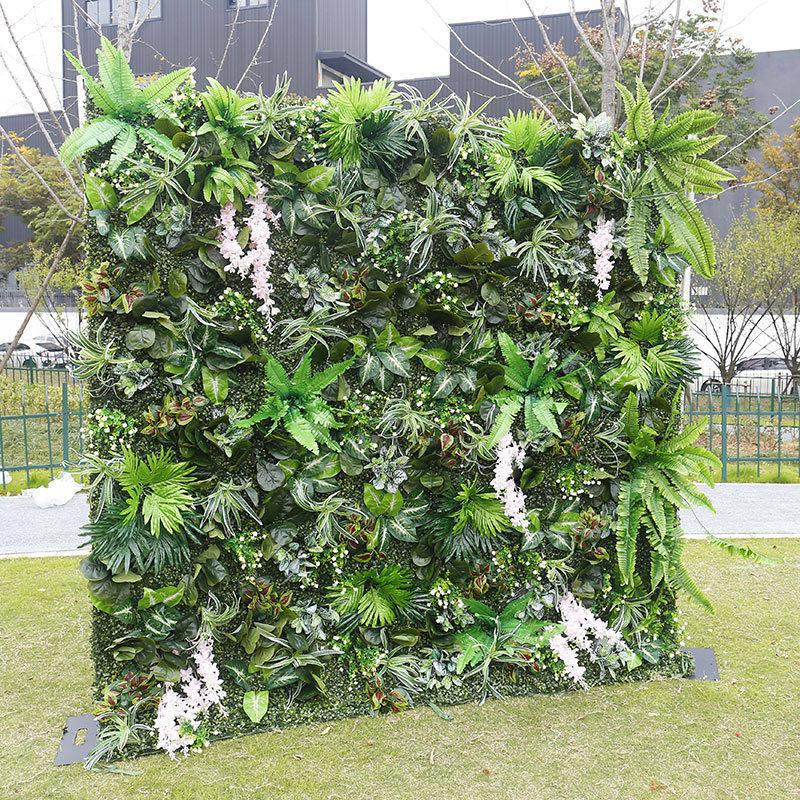 Aperturee Tribal Greenery Artificial Flower Wall For Wedding, 4 x 8 ft (1.2 x 2.4 m), 366.5 USD, artificial flower wall, S0D9199-S-Sea