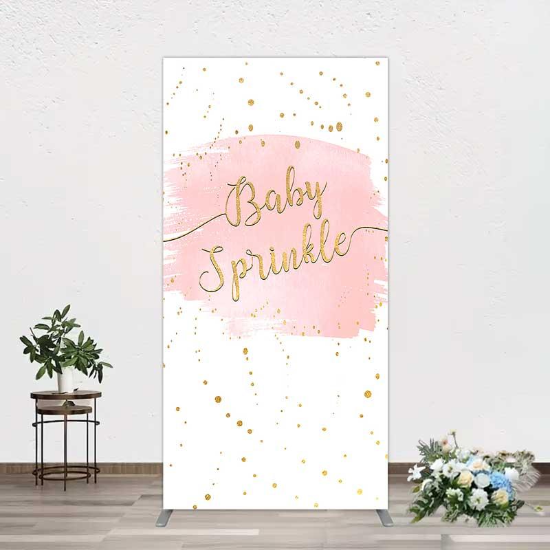 Aperturee Pink Watercolor Baby Sprinkle Arch Backdrop Gold Glitter and Pastel Girl Shower Decoration