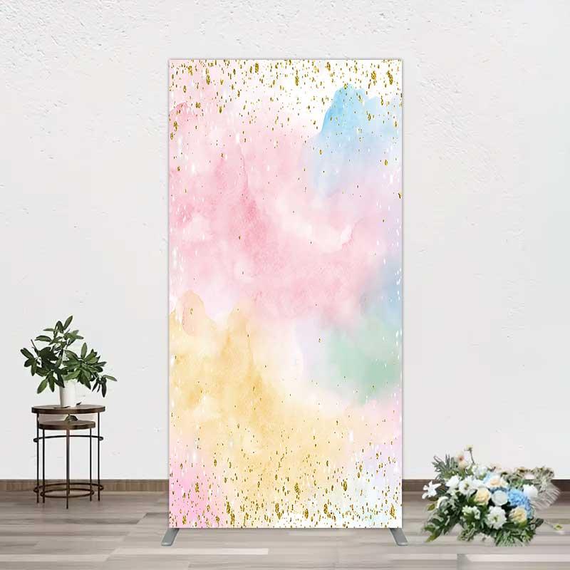 Aperturee Watercolor Abstract Arch Backdrop Pastel Clouds and Gold Glitter Dust Party Decoration