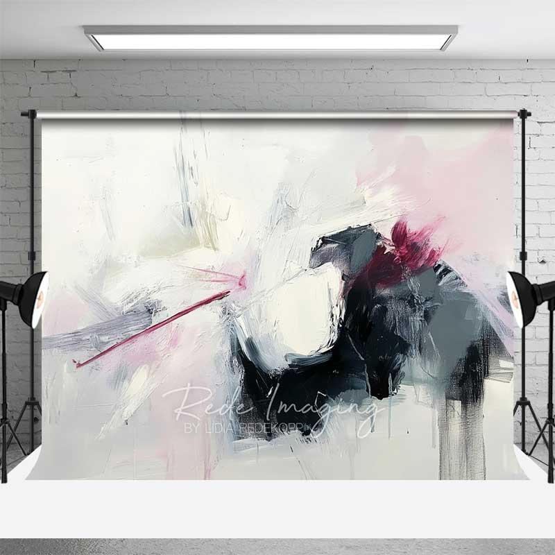 Aperturee Abstract White Grey and Pink Oil Painting Texture Backdrop, Artistic Grunge Portrait Photography Background
