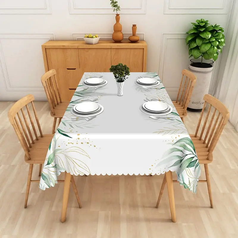 Aperturee Green and Gold Botanical Rectangle Tablecloth Elegant Foliage and Glitter Studio Prop