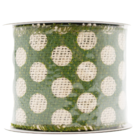 Decoris Decorative Ribbon Nature - Green with Dots
