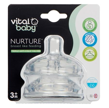 Vital Baby Nurture Medium Flow Bottle Nipples - 2 pcs