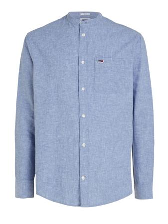 Tommy Jeans Regular Mao Linen Shirt - Blue - XS