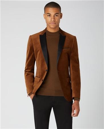 Remus Uomo Velvet Jacket - Tan - 46R