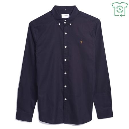Farah Brewer Slim Fit Organic Cotton Oxford Shirt - Navy - L