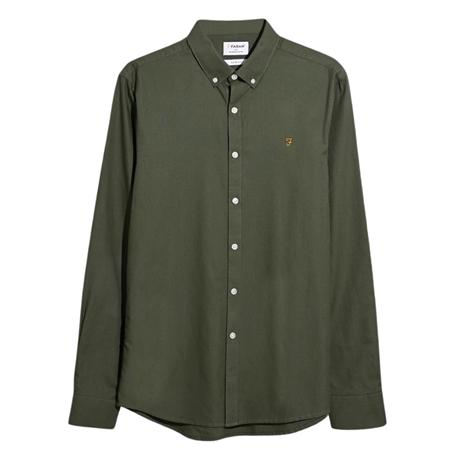 Farah Brewer Slim Fit Organic Cotton Oxford Shirt - Green - M