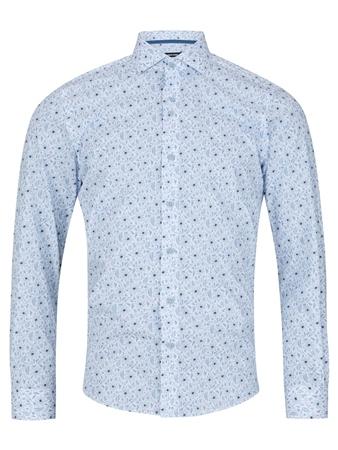 Remus Uomo Frank Tapered Print Shirt - Blue - 16