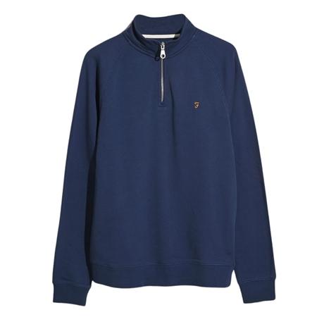 Farah Jim Organic Cotton 1/4 Zip Sweatshirt - DK Navy - M