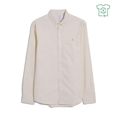 Farah Brewer Slim Fit Organic Cotton Oxford Shirt - Beige - XS