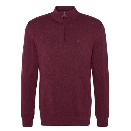 Barbour Essential Tisbury Half Zip Knitted Jumper - Wine - 2XL