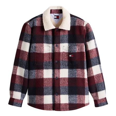 Tommy Jeans Check Teddy Overshirt Jacket - Navy - S