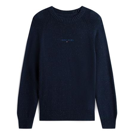 Tommy Jeans Linear Logo Raglan Sleeve Slim Jumper - Navy - L