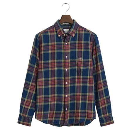 Gant Regular Fit Indigo Twill Check Shirt - Blue - XL