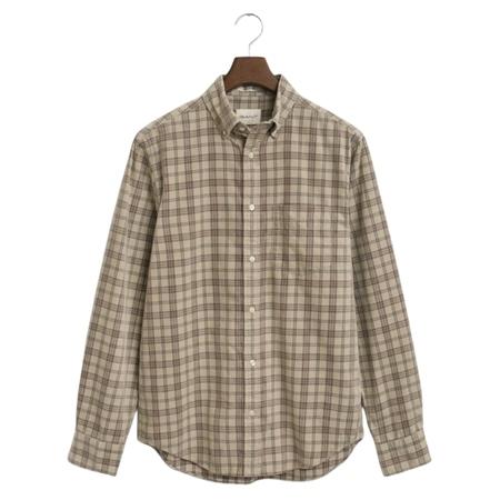 Gant Regular Fit Corduroy Check Shirt - Beige - 2XL