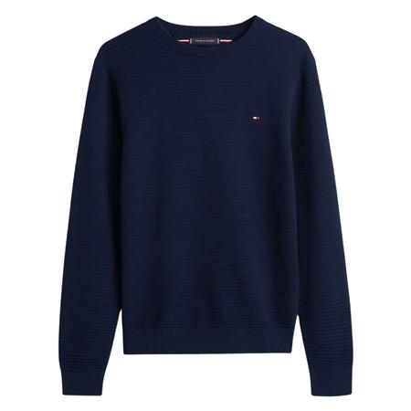 Tommy Hilfiger Textured Knit Crew Neck Jumper - Navy - XL