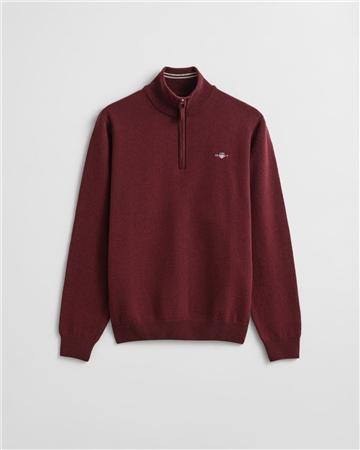 Gant Superfine Lambswool Half Zip Sweater - Wine - XL