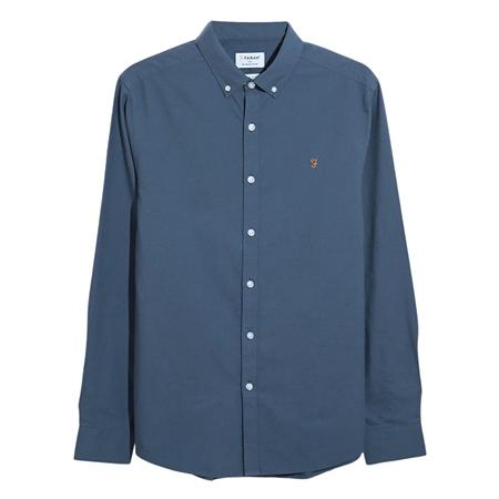 Farah Brewer Slim Fit Organic Cotton Oxford Shirt - River Blue - L
