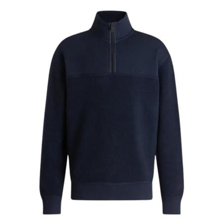 Boss Ze_Winterbrush Zip Neck Sweatshirt - Navy - L