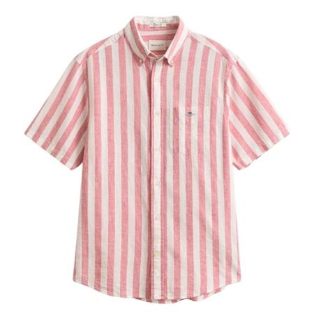 Gant Cotton Linen Stripe Shirt - Pink - 2XL